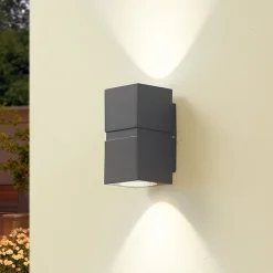 Lucande Væglamper>Mørkegrå LED udendørs væglampe Gabriela, 2-lys.