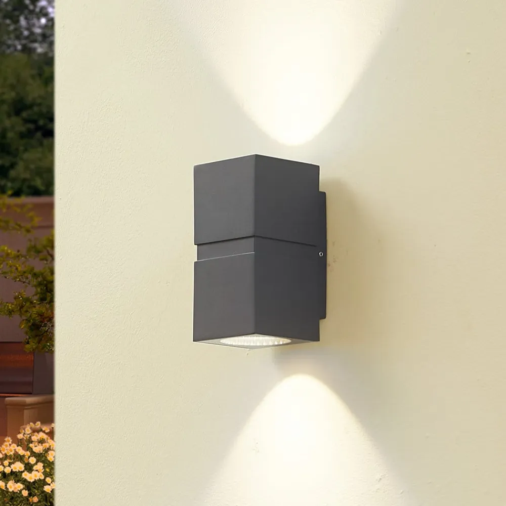 Lucande Væglamper>Mørkegrå LED udendørs væglampe Gabriela, 2-lys.