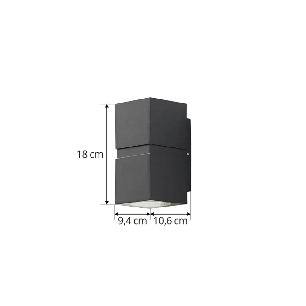 Lucande Væglamper>Mørkegrå LED udendørs væglampe Gabriela, 2-lys.