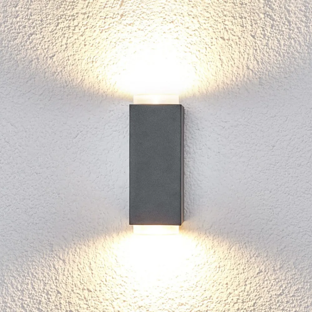 Lindby Mørkegrå udendørsvæglampe Jovan, 2 lyskilder