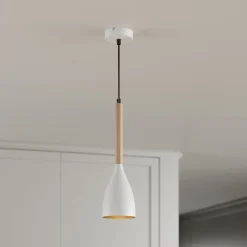 Luminex Pendellamper>Muza pendel, enkeltlys, hvid/lyst træ