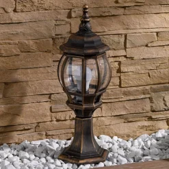 Lindby Nadesha sokkellampe, børstet guld