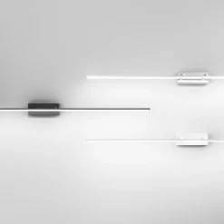 Nala LED-spejllampe, sort, bredde 110 cm, metal^Fabas Luce