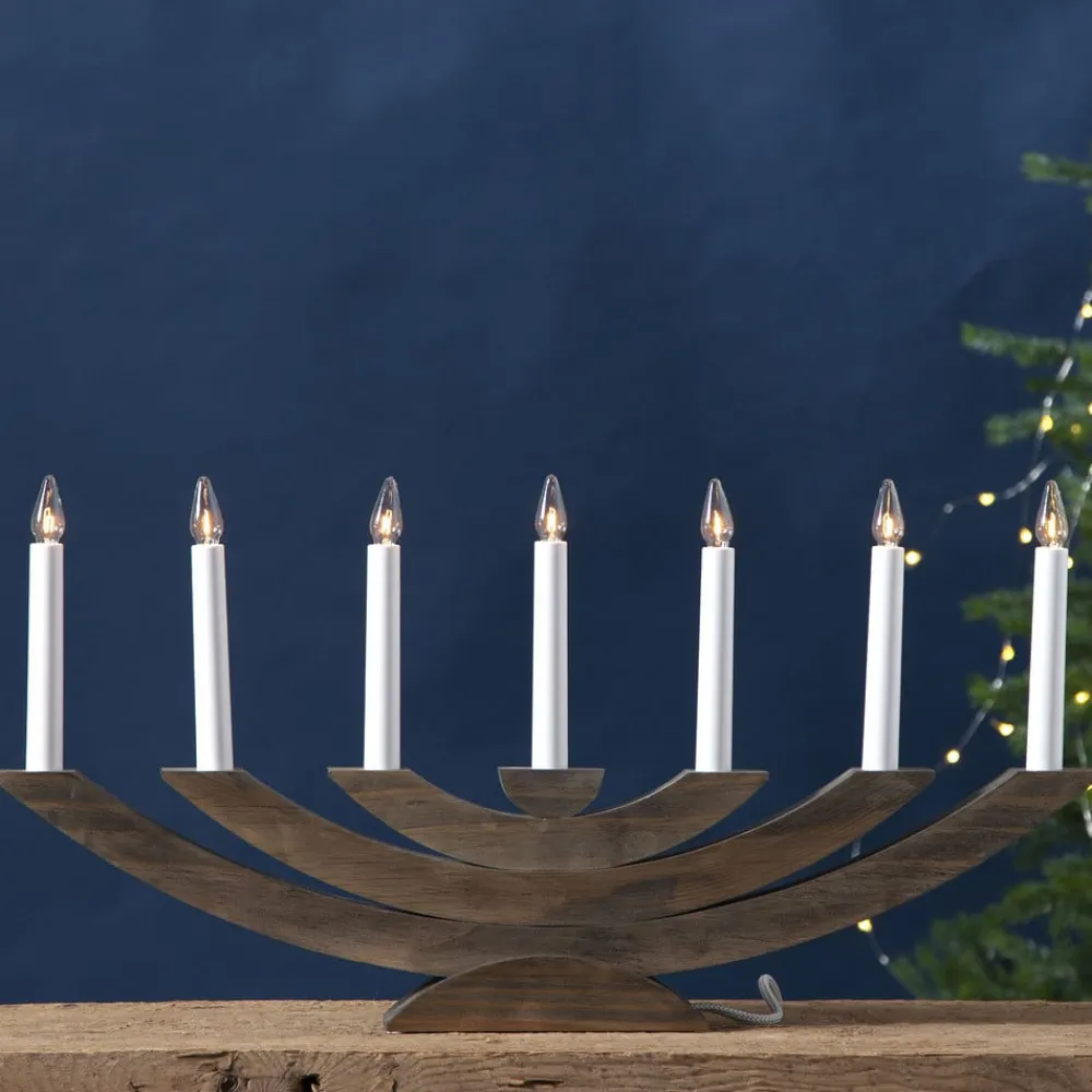 STAR TRADING Navida vinduesstage, træ, 7 lyskilder, brun