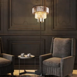 Globo Gulvlamper|Gulvlamper>Naxis gulvlampe, sort/røggrå, højde 160 cm, krystal