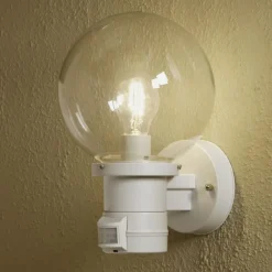 Nemi udendørs væglampe m. bevægelsessensor, hvid^Konstsmide