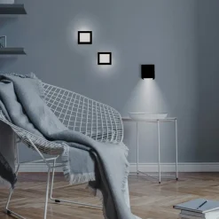 LED-væglampe Box 8, sort, 7,5x7,5cm^Newgarden Best