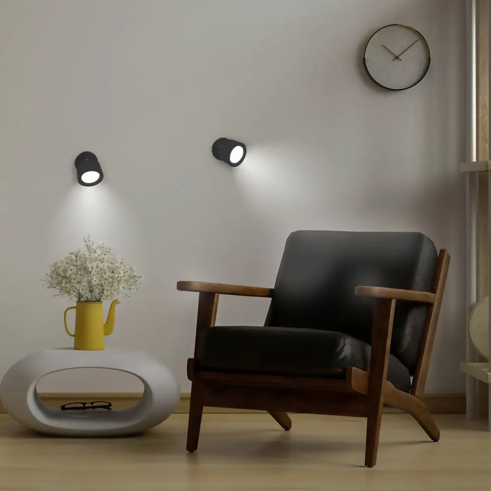 Newgarden LED-væglampe Roll 8, sort, drejelig