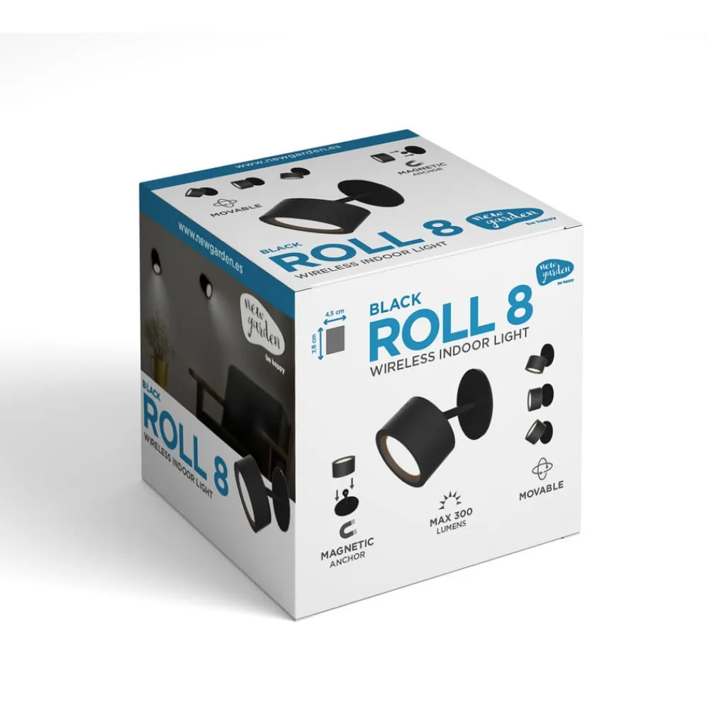 Newgarden LED-væglampe Roll 8, sort, drejelig