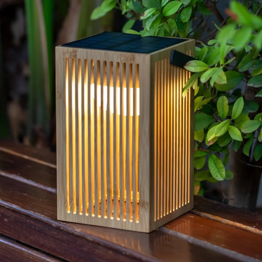 Okinawa LED-bordlampe solcelle, bambus^Newgarden Outlet