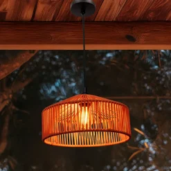 Newgarden Udendørs Pendellamper>pendellampe Calabardina, brun, reb, Ø30cm, IP44