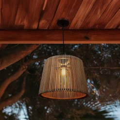 pendellampe Okinawa, træfarvet, bambus, IP44^Newgarden Hot