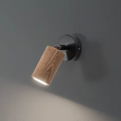 Nise væglampe, 1 lyskilde, sort stål, træ^Luminex Outlet