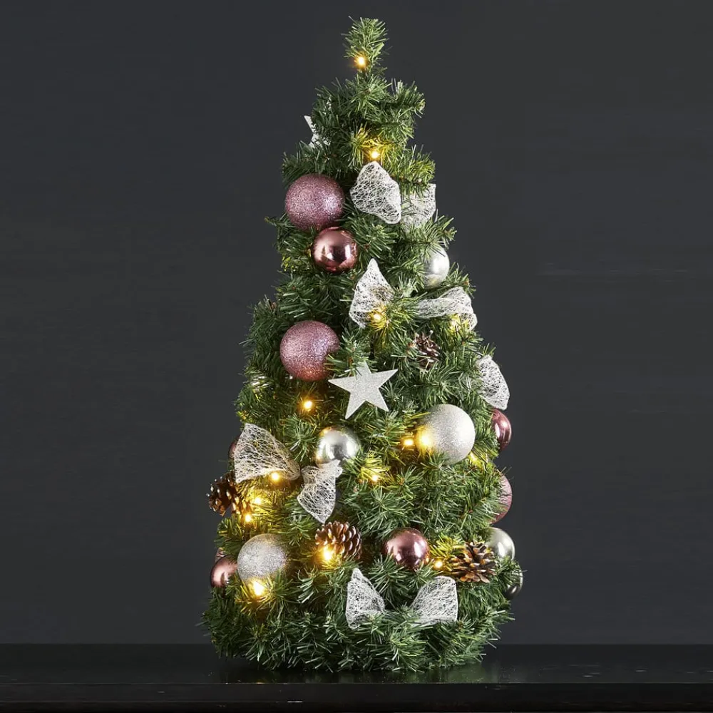 Noel LED-grankogle med sølv-/pinkfarvet dekoration^STAR TRADING New