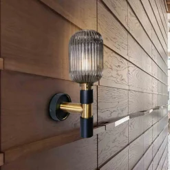 Schuller Valencia Væglamper>Norma væglampe, 42 cm, sort/messing, glas, E27