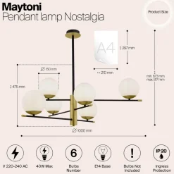 Nostalgia hængelampe, 6 lyskilder^Maytoni Hot