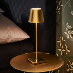 Sigor Dekorationsbelysning|Terrassebelysning>Nuindie LED genopladelig bordlampe, USB-C, guld, IP54, dæmpbar