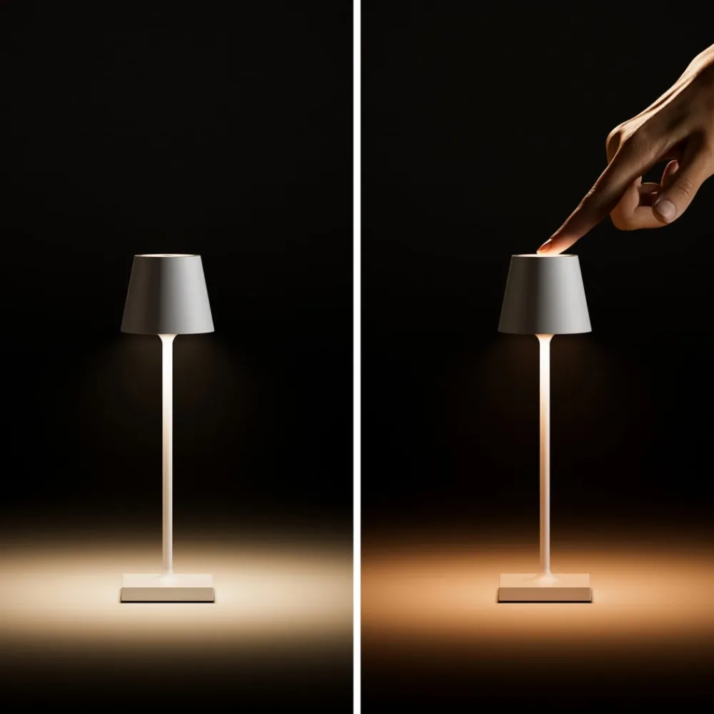 Sigor Nuindie pocket LED genopladelig bordlampe, hvid, IP54, dæmpbar