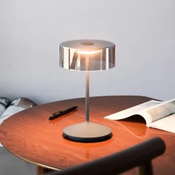 Sigor Numotion LED genopladelig bordlampe, grafit, glas, IP54, dæmpbar