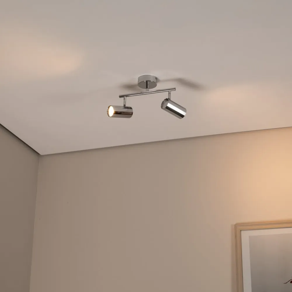 Oktano loftspot, kromfarvet Længde 30 cm 2 lyskilder metal^Lucea
