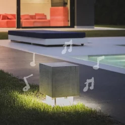 OLEV Cemento LED-sokkellampe med højttaler