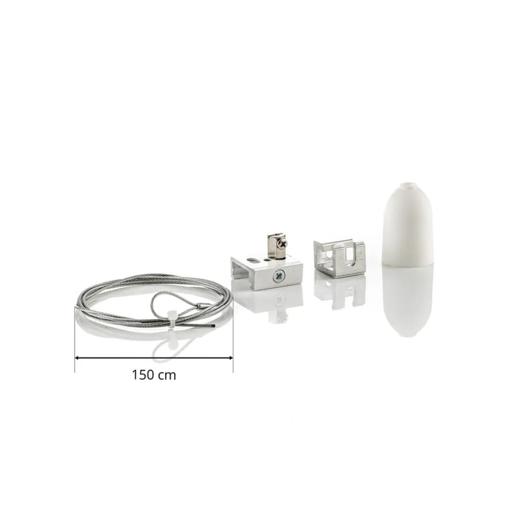 GLOBAL Skinnesystem>Ophængningssæt til Noa 3-faset skinne, 150 cm hvid