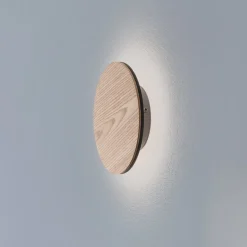 Argon Gang|Væglamper>Orios LED-væglampe, træ, Ø 20 cm, indirekte spotlight
