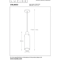 Lucide Orlando pendel, røggrå, enkeltlys