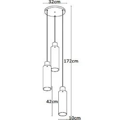 Lucide Orlando pendel, røggrå, tre lamper