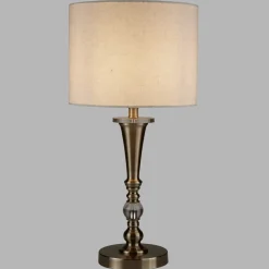 Searchlight Oscar bordlampe med skærm i hørlook