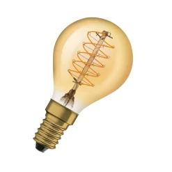 OSRAM Dæmpbar Led-Pære|Filament Pære>1906 E14 3,4W LED dråbe 822 guld dæmpbar