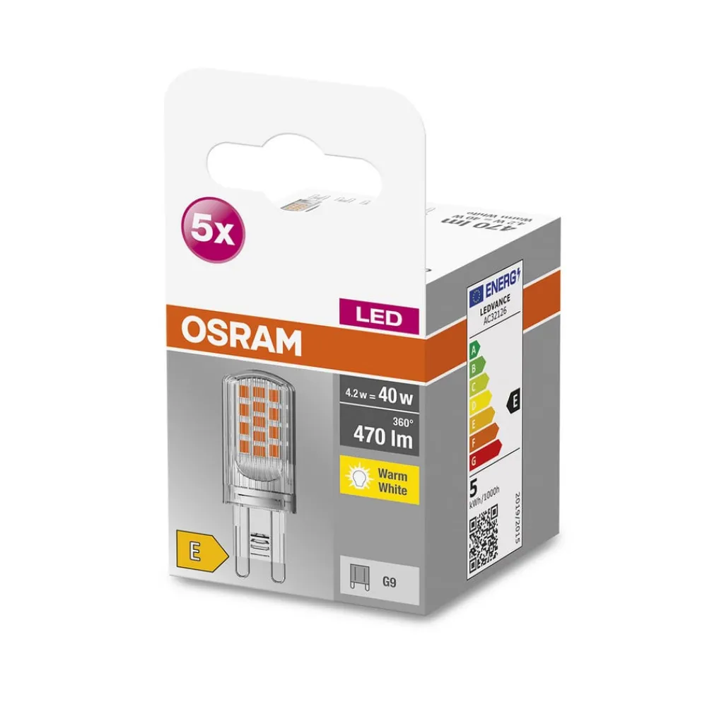 OSRAM Led Pærer>Base PIN LED-stiftsokkelpære G9 4,2 W 470 lm 5 stk