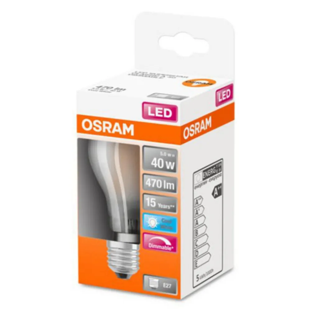 Classic A LED-pære E27 5W 4.000K mat dæmpbar^OSRAM Outlet