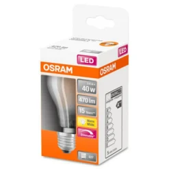 OSRAM Classic A LED-pære E27 4,8W 2.700K mat dæmp.