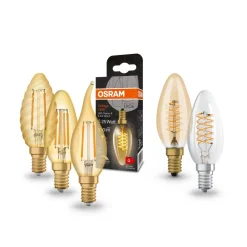 OSRAM Filament Pære>filament kertepære Vintage 1906, E14 Filament 4W 824 gold