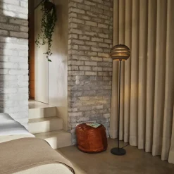 gulvlampe BALL, brun, højde 160 cm, bølgepap, E27^OSRAM Sale