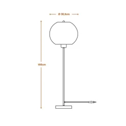 gulvlampe BALL, brun, højde 160 cm, bølgepap, E27^OSRAM Sale