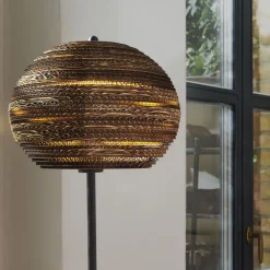 gulvlampe BALL, brun, højde 160 cm, bølgepap, E27^OSRAM Sale