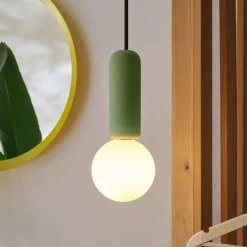 hængelampe Decor Concrete Mic, grøn, beton, G9^OSRAM New