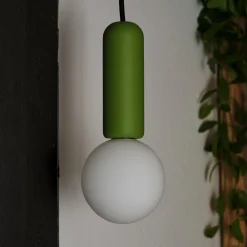 hængelampe Decor Concrete Mic, grøn, beton, G9^OSRAM New