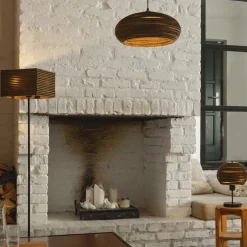 OSRAM hængelampe DROP, brun, Ø 40 cm, bølgepap, E27