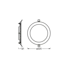 OSRAM Indbygningsspots>indbygget loftlampe med LED SLIM, Ø 23 cm, 3.000 K, hvid