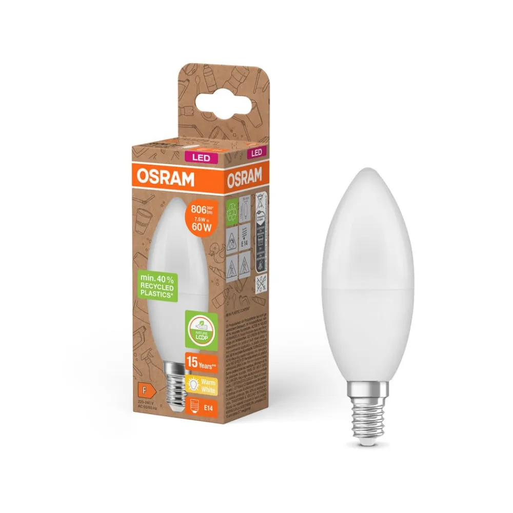 OSRAM Led Pærer>LED Classic Star, stearinlys, mat, E14, 7,5 W, 2.700 K