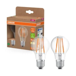 LED glødepære E27 7,2W filament 2,700K 1521lm 2-pack^OSRAM Hot