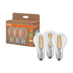 LED glødepære Filament E27 3,8W 827 energiklasse A 3-pak^OSRAM Best
