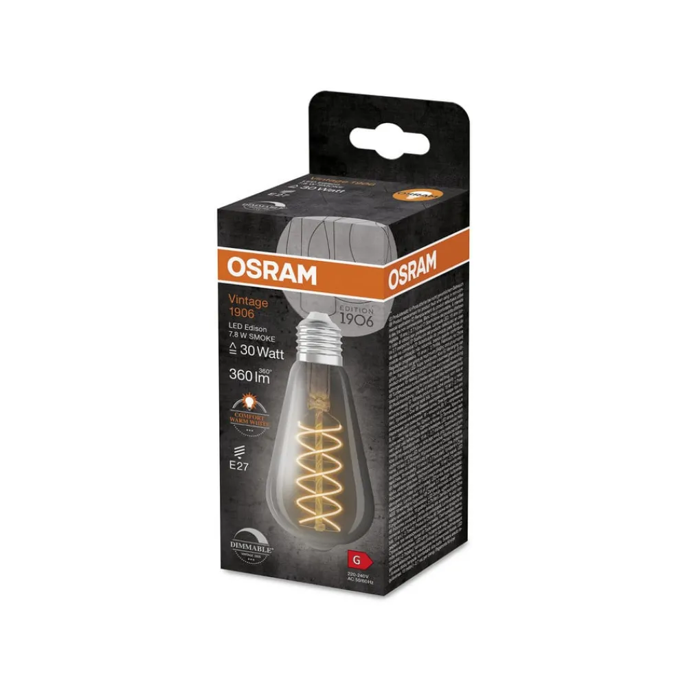 LED Vintage 1906 Edison, grå, E27, 7,8 W, 818, dim.^OSRAM