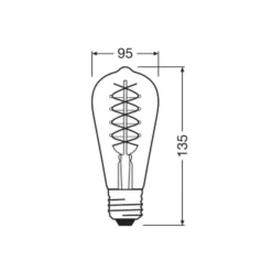 OSRAM Dæmpbar Led-Pære|Filament Pære>LED Vintage 1906 Edison, guld, E27, 4,8 W, 822, dim.