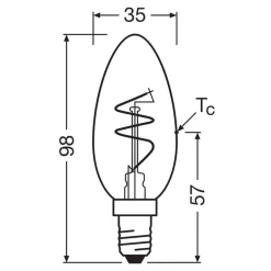 OSRAM Filament Pære>LED Vintage B28 E14 4,6W 927 Spiral Filament clear dæmpbar
