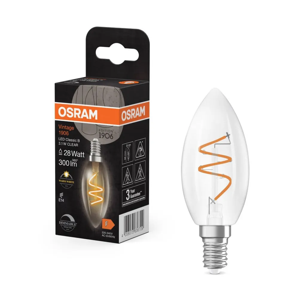 OSRAM Filament Pære>LED Vintage B28 E14 4,6W 927 Spiral Filament clear dæmpbar