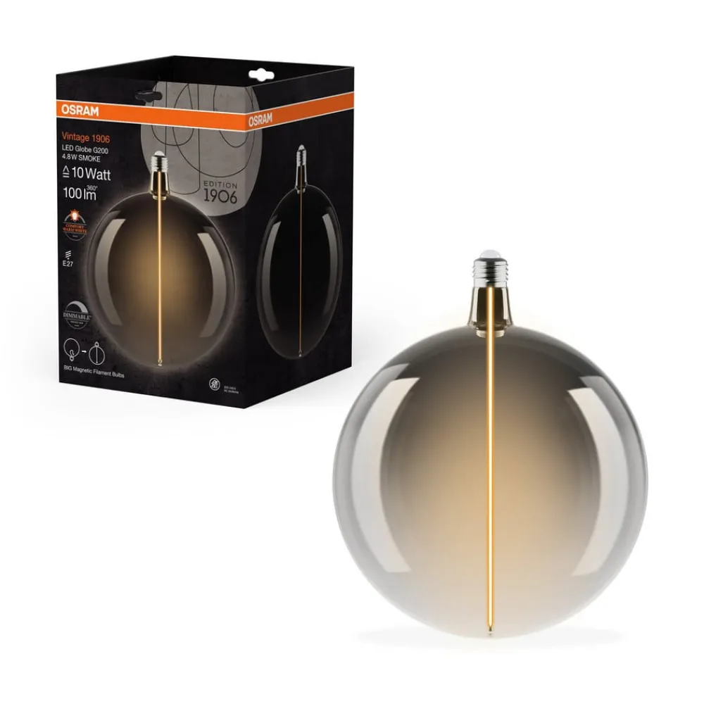 OSRAM Led Pærer>LED Vintage Big Globe E27 4,8W 818 Filament smoke dæmpbar